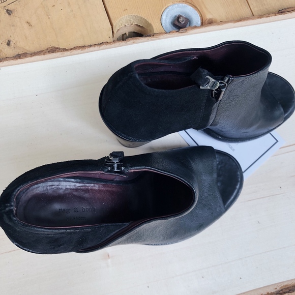 Rag & Bone "Mabel" Peep Toe Mixed Leather Bootie - Picture 5 of 7